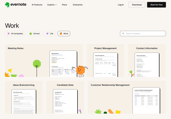evernote templates