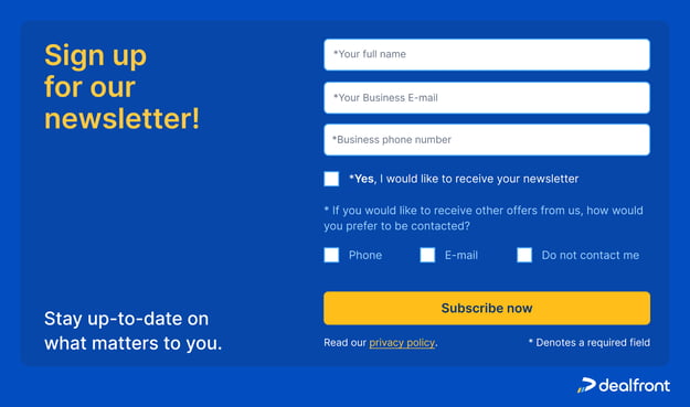 example of a sign up form