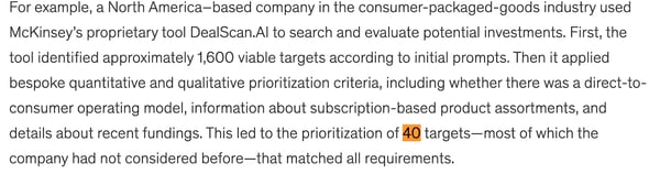 example of using generative AI in M&A