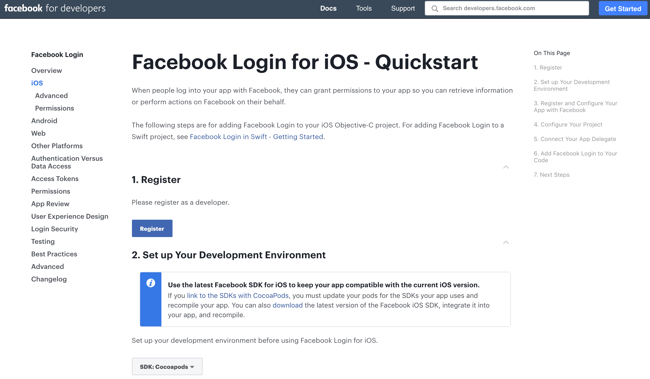 Facebook login iOS SDK