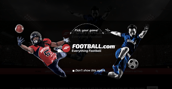 football.com splash page