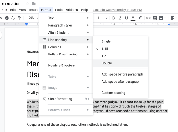 Two Simple Ways To Double Space On Google Docs