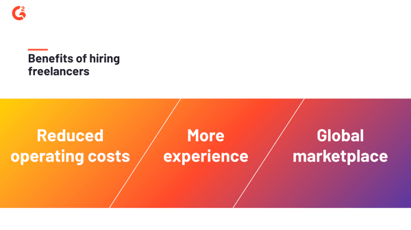 Hiring freelancers cuts down operating costs, provides access to talent with much more experience, and eliminates regional constraints for the pool of talent.