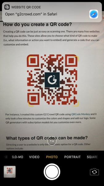 scan qr code on iphone