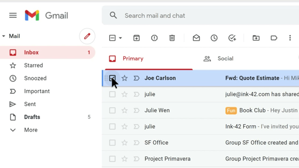 gmail desktop interface