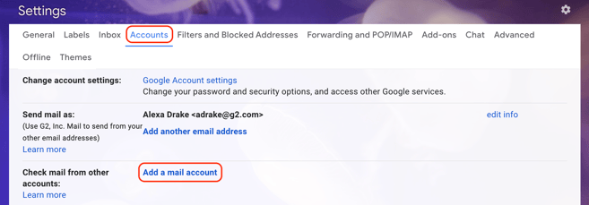 gmail account settings