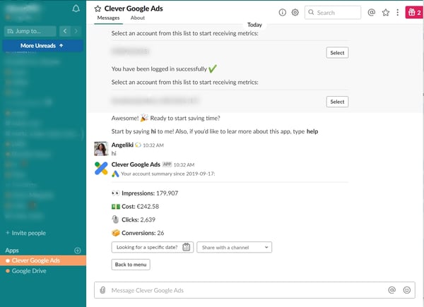 google ads through slack