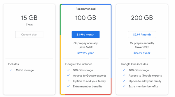 google drive pricing