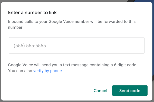 enter your phone number to verify google voice