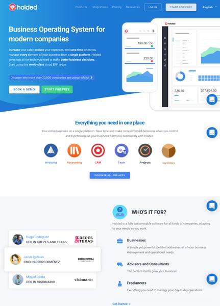 holded landing page