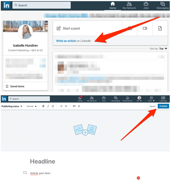 how to publish an article on linkedin