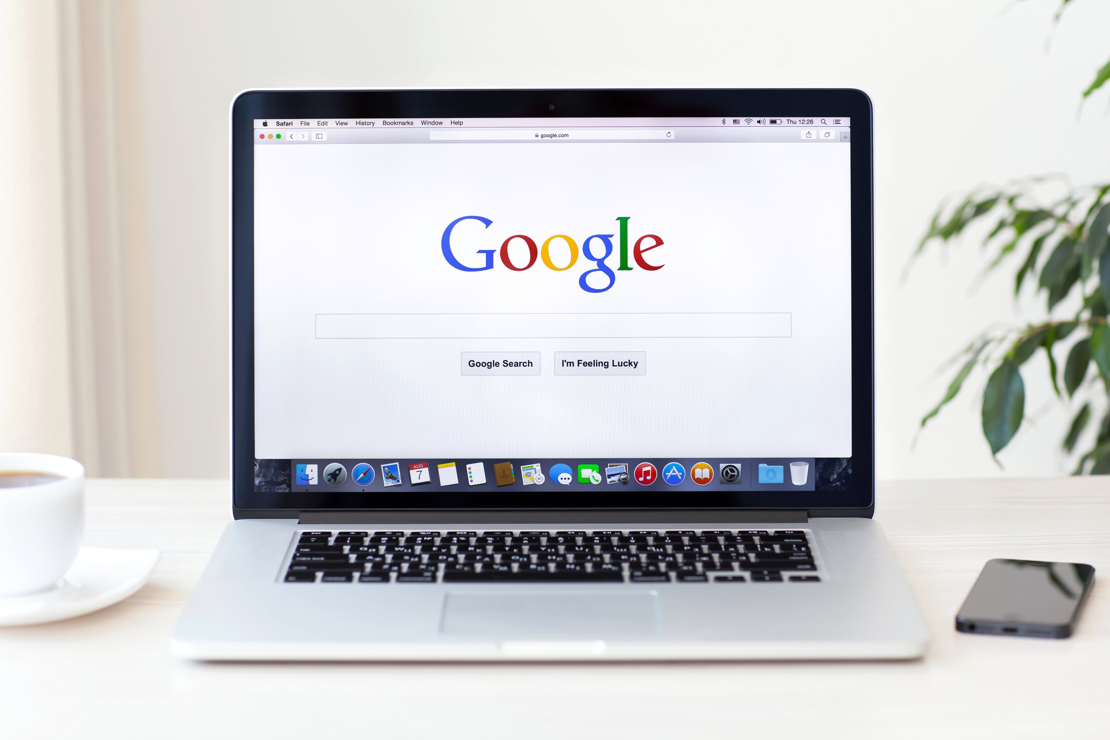 google homepage on laptop