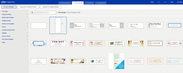 Label printing software: Avery Design & Print