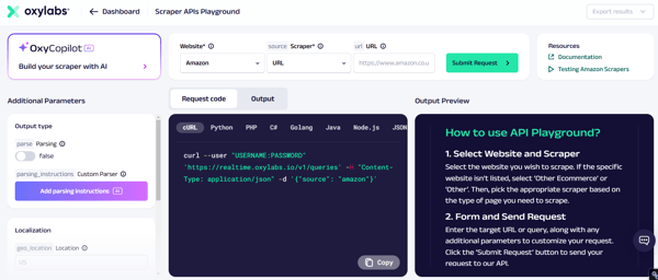 Data extraction software: Oxylabs
