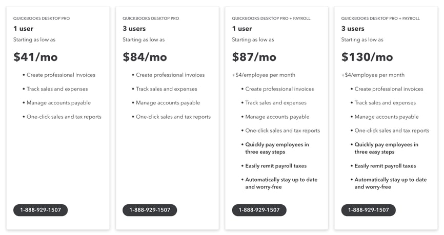 Quickbooks desktop pro pricing