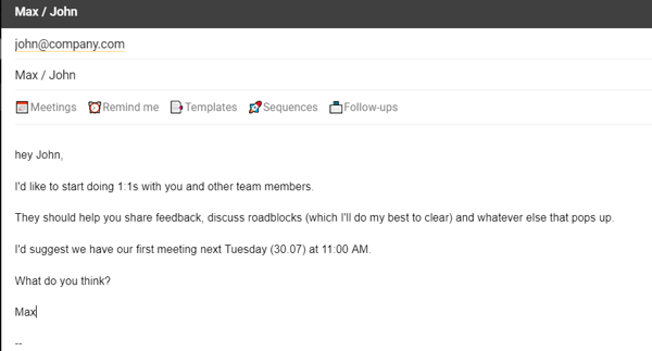 one-on-one email example