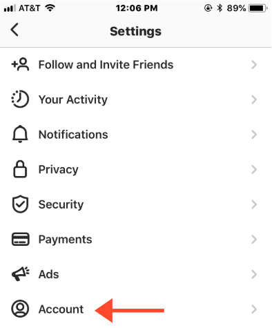 instagram account settings