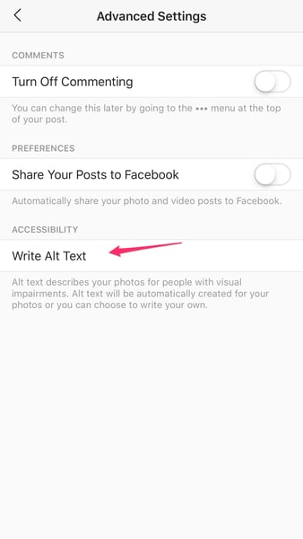 instagram alt text advanced settings