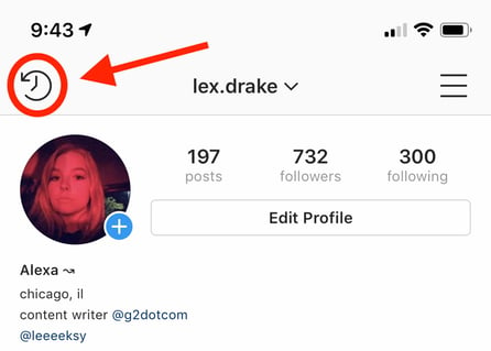instagram archive button
