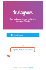 instagram sign up