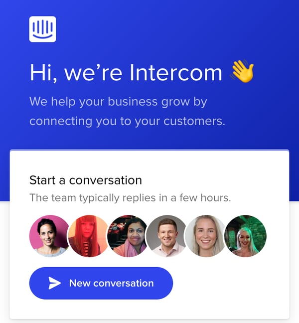 intercom landing page