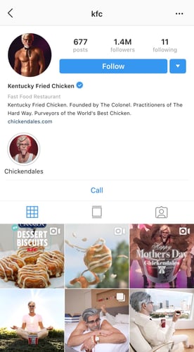 kfc instagram account