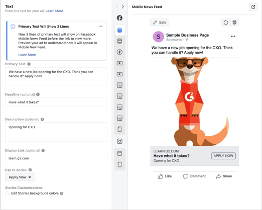 facebook lead ad preview