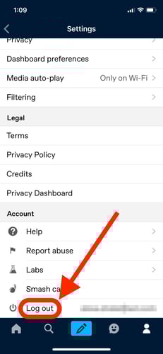log out of tumblr on mobile