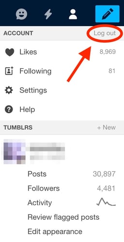 log out of tumblr