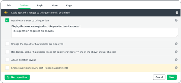 logic customization options in SurveyMonkey