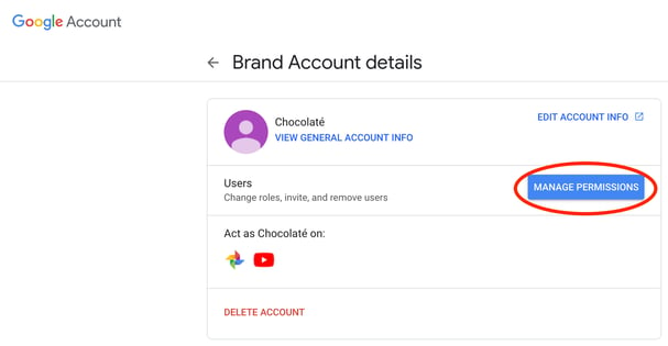 manage youtube brand account permissions