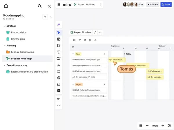 Miro collaborative whiteboard interface