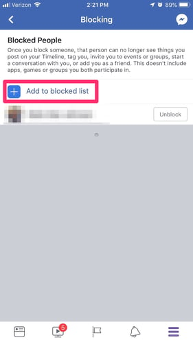 how to block someone on facebook mobile 5