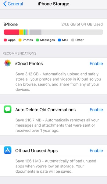 offload unused apps on iOS