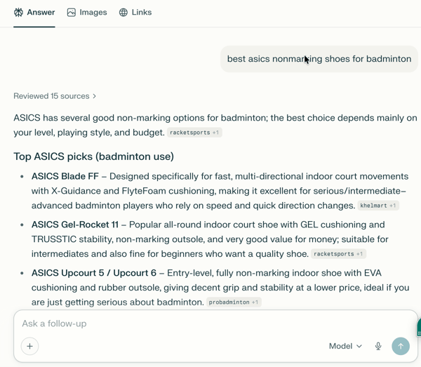 product searches on Perplexity AI