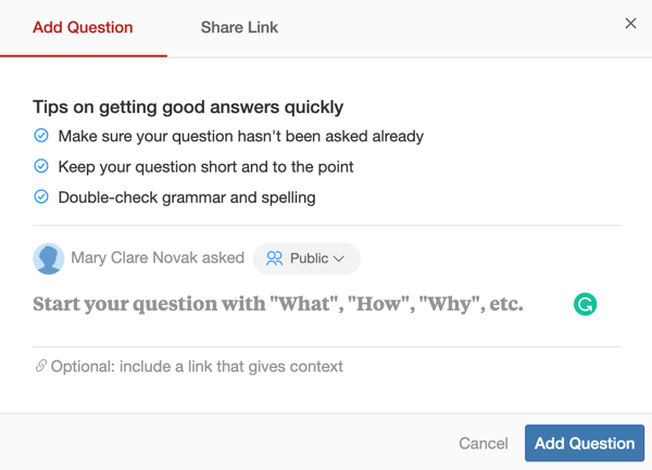 asking a question on quora