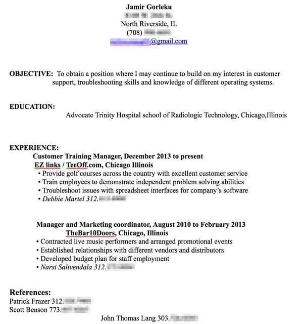 resume before customization