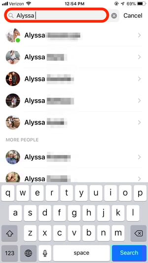 Facebook Messenger Search Bar