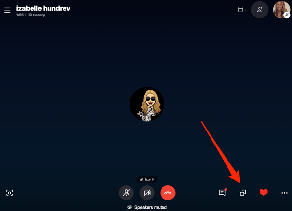 select the share screen icon on Skype