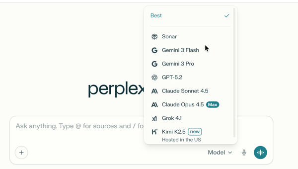 selecting models on Perplexity