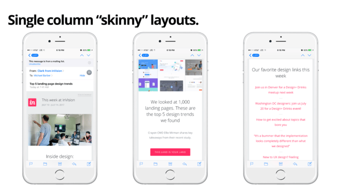 single column email layout