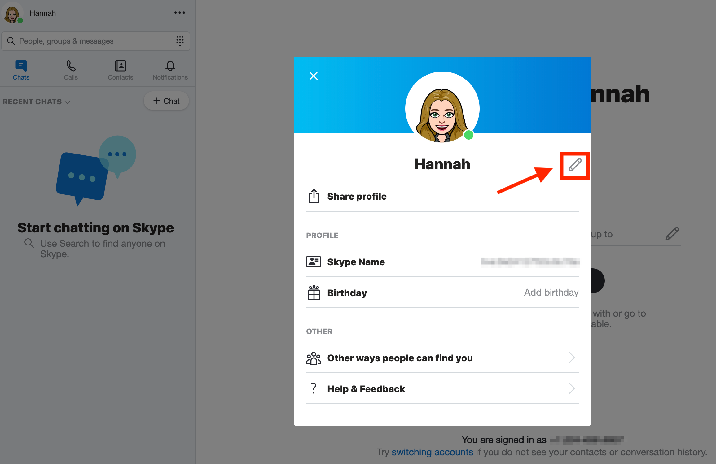how to change profile picture on skype for web
