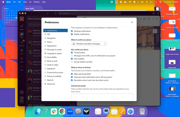 slack notification settings