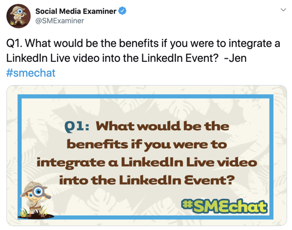Example of #SMEchat on Twitter