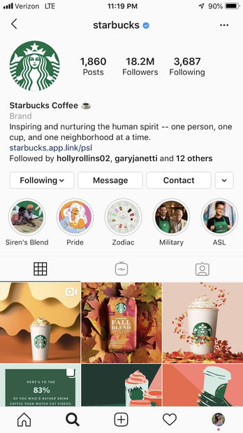 starbucks instagram profile