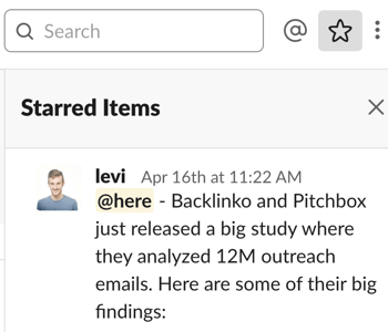 starring items in Slack