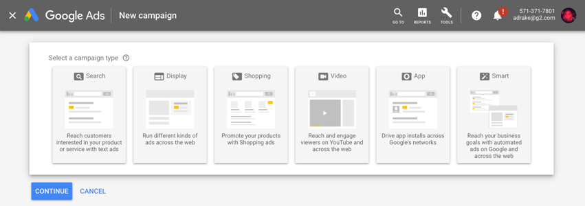 starting a new ad campaign on google ads