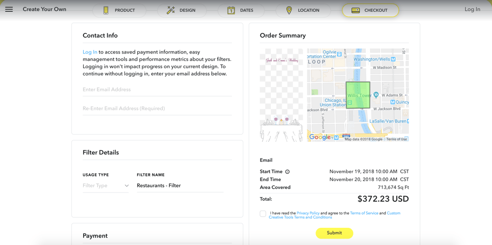 snapchat geofilter cost