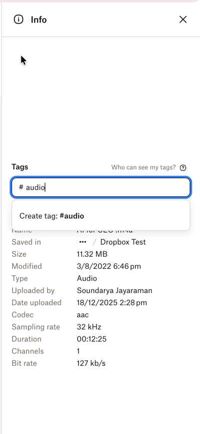 tagging in Dropbox