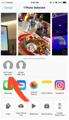 tap mac in AirDrop
